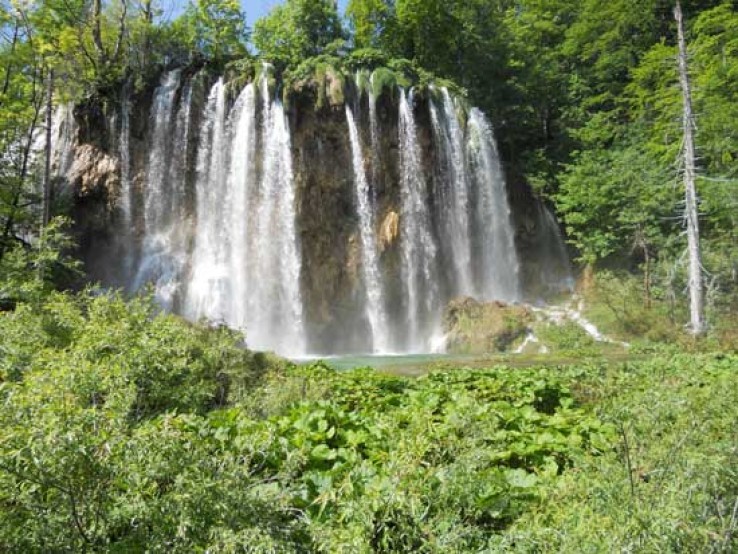 On the path in Plitvice Lakes National Park, Croatia. Croatia Walking Tour.